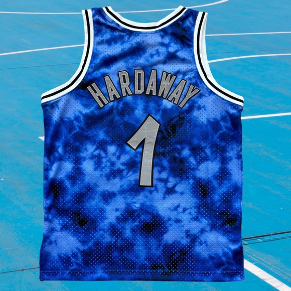 NBA GALAXY SWINGMAN ORLANDO MAGIC HARDAWAY BASKETBALL REFLECTIVE TIE DYE BLACK - Picture 2 of 6